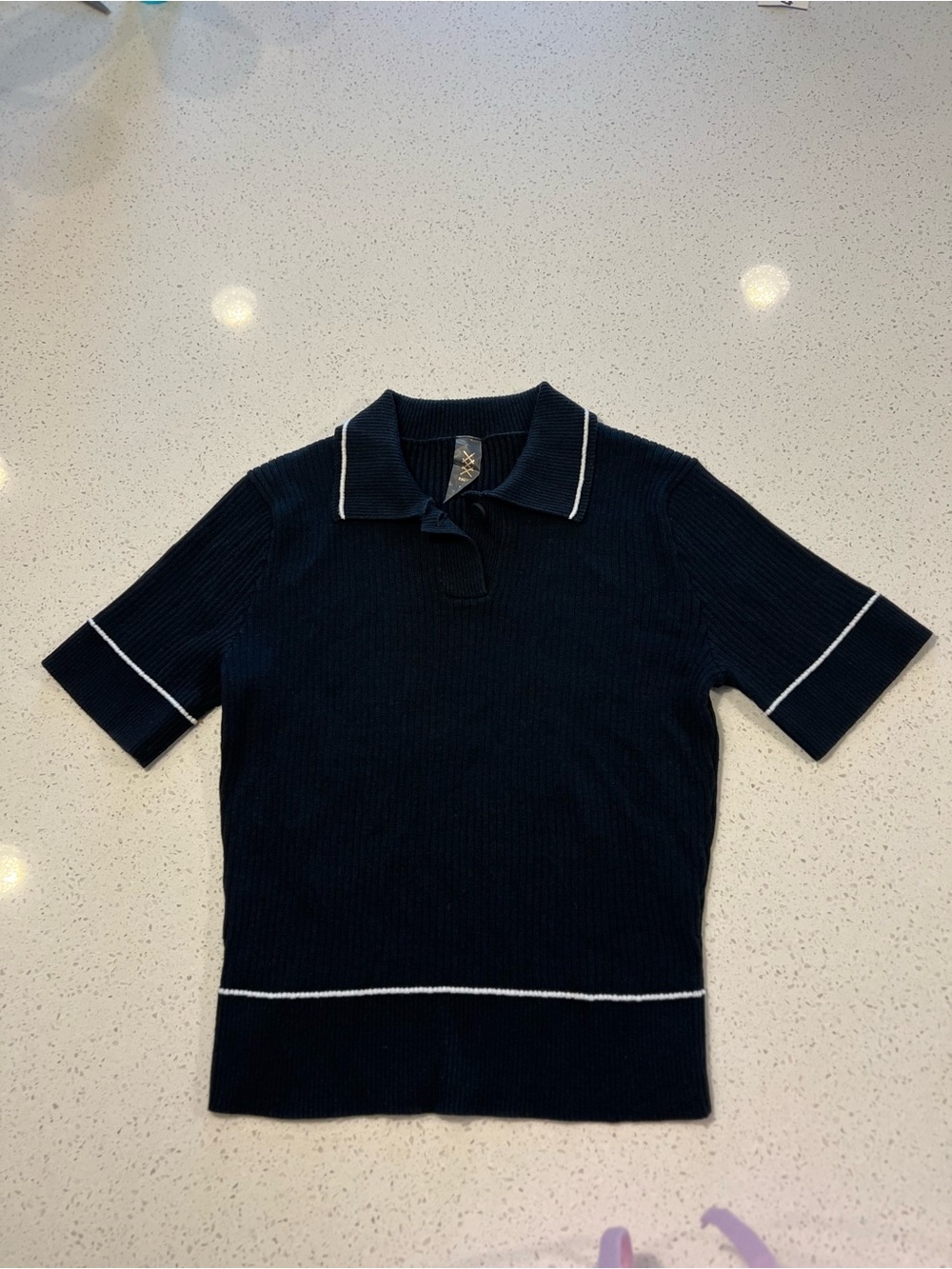 Rhone Navy Blue Birdie Rib Polo Sweater - Size Small